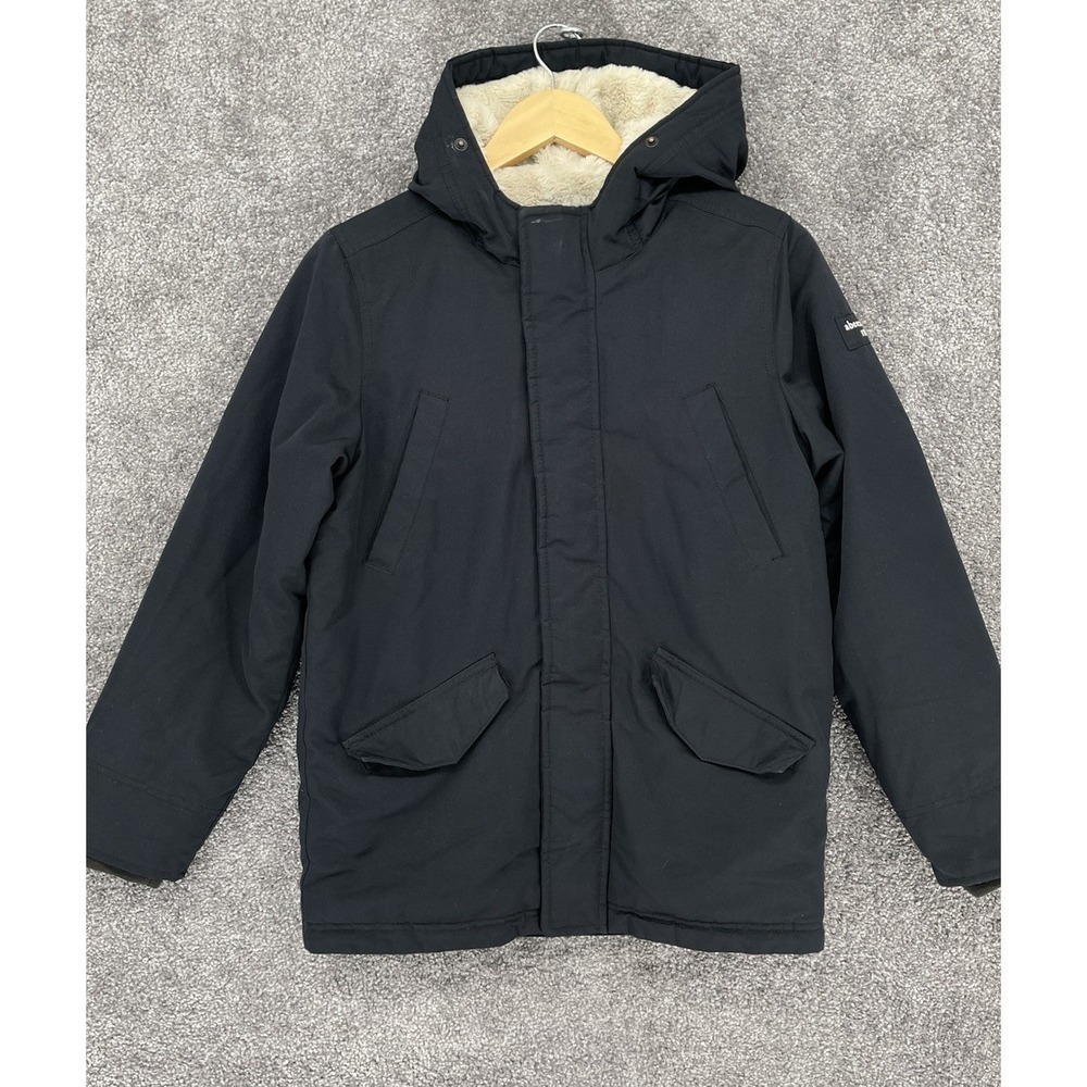 Abercrombie Kids Black Sherpa Lined Puffer Jacket Hooded Parka 11/12 Warm School
